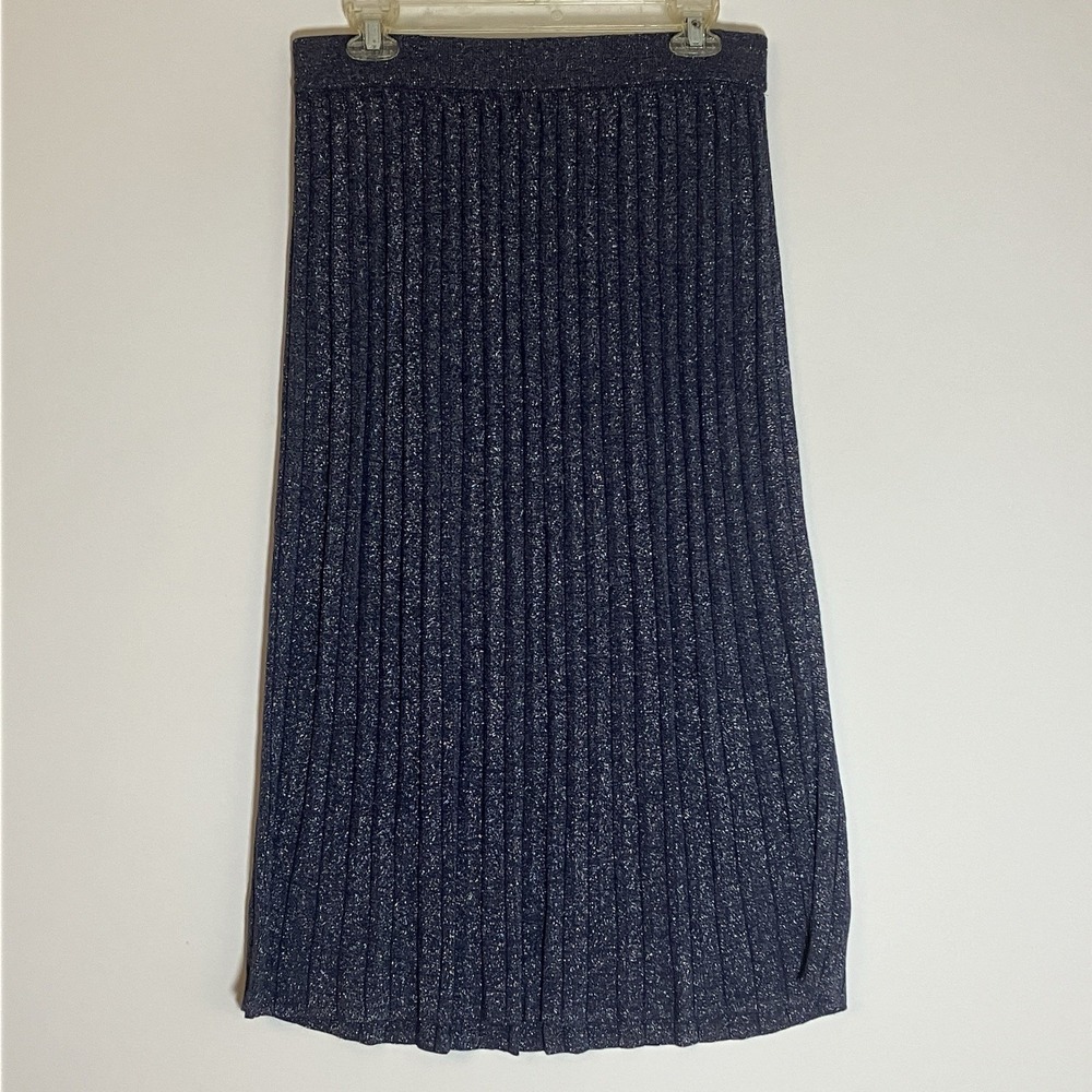 Banana Republic Skirt Womens Medium Blue Sparkle‎ Pleated Modest Maxi Sweater M